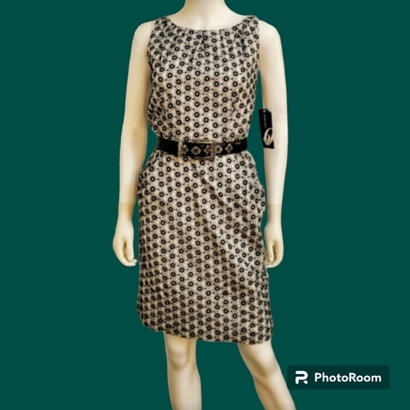 NINE WEST Monochrome Embroidered Eyelet Sleeveless Tank Grunge Dress - Picture 1 of 12